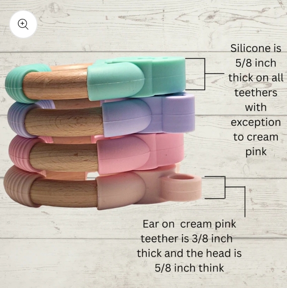 Cream pink mouse teether toy - Picture 3 of 5